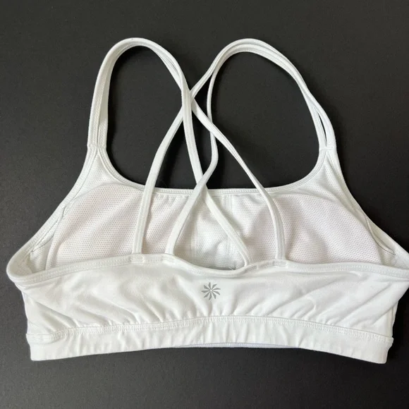 Athleta size medium white double strap, sports bra with removable cups EUC - Picture 3 of 6
